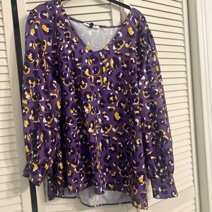 Blue Flutter Sleeve Ruffled Blouse